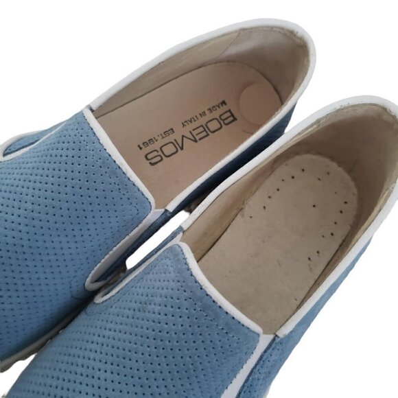 Boemos Italy blue perforated suede slip on platform sneakers sz 6 - Picture 9 of 10